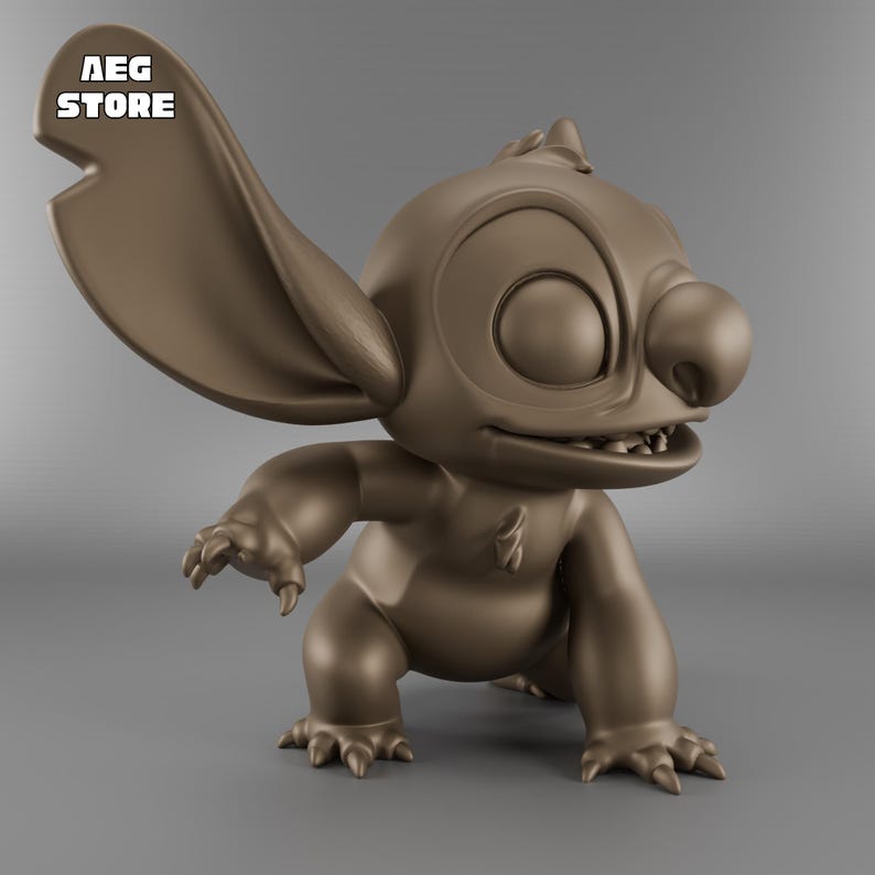 Stitch Figure 3D Model, Printable Statue STL File