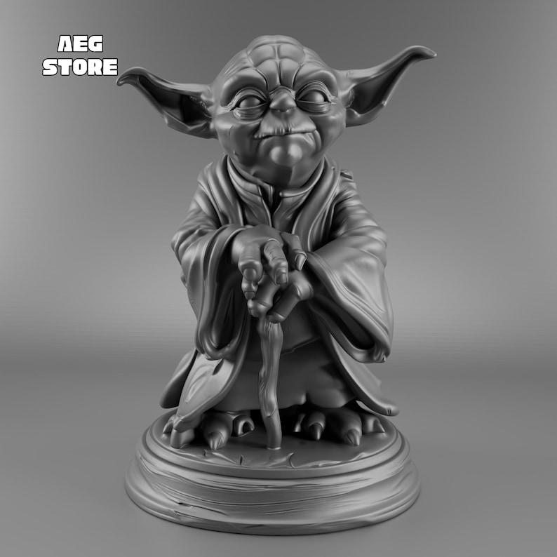 Yoda Figure STL File, Yoda Star Wars 3D Model File, 3D Printable Grogu Statue STL File