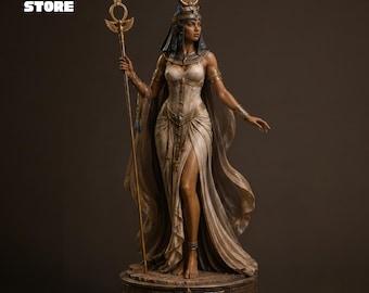Isis Goddess STL File, Egyptian Goddess 3D Model, 3D Printable Isis Goddess Statue STL, Fantasy Female Statue