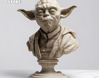 Archivo STL del busto de Yoda, archivo del modelo 3D de Yoda de Star Wars, archivo STL de la estatua de Grogu imprimible en 3D