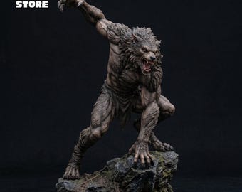 Wolfman Figure STL File, Werewolf Statue 3D Model (Printable)