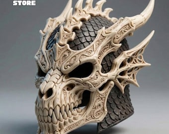 Casco de calavera de dragón, modelo 3D STL, armadura de esqueleto imprimible (archivo STL)
