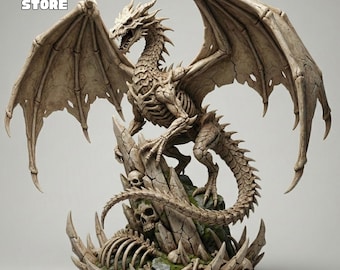 Archivo STL de estatua de dragón esqueleto, modelo imprimible en 3D
