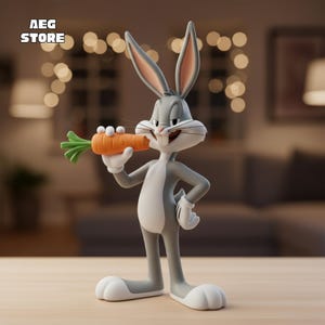 Archivo STL de figura de Bugs Bunny, modelo 3D de Bugs Bunny Disney, archivo STL de estatua de Bugs Bunny