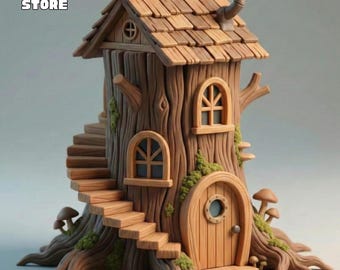 Archivo STL del modelo 3D de la casa del árbol de fantasía