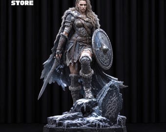 Viking Warrior Woman Figure STL, Frozen Shieldmaiden 3D Model, Fantasy STL Download
