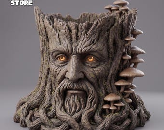 Enchanted Tree Face Planter, Forest Spirit Flower Pot (STL File)