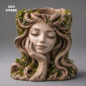 Enchanted Tree Face Planter 3D Model, Forest Spirit Flower Pot (STL File)