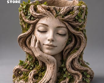 Enchanted Tree Face Planter 3D Model, Forest Spirit Flower Pot (STL File)