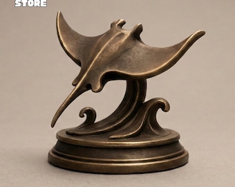 Stingray Sculpture STL File, Ocean Sea Life 3D Printable Statue