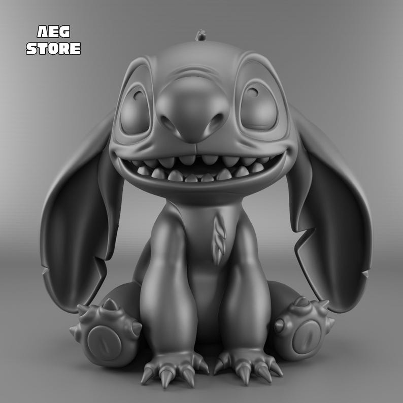Stitch Figure 3D Model, Printable Statue STL File