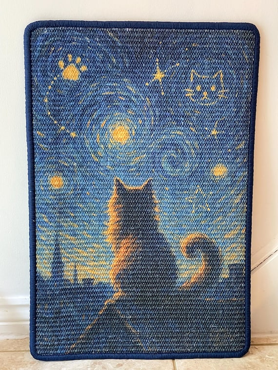 Starry Night Cat Scratching Mat – Sisal Wall or Floor Pad With