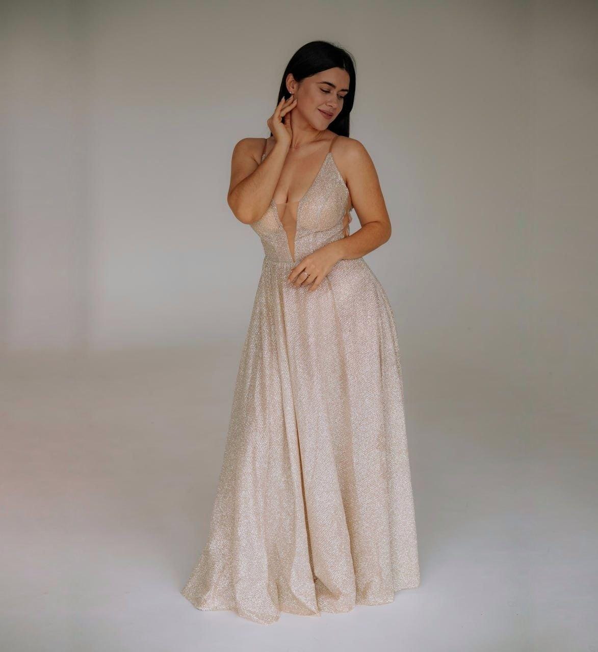 Champagne Glitter Wedding Dress