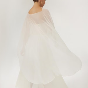 Elegant Tulle Bridal Cape, Sheer Wedding Cover-Up, Ivory White