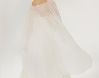 Tulle Sheer Bridal Cape, Sheer Wedding Cover-Up, Ivory White Bolero