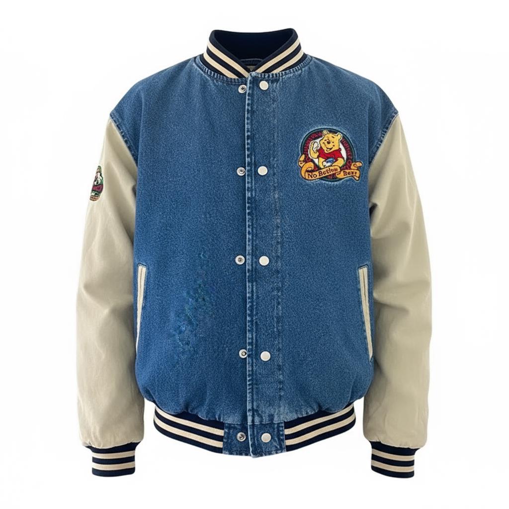 Winnie the Pooh Denim Varsity Jacket - Etsy