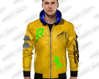 Edgerunners Inspired Cyberpunk 2077 LED Collar Samurai Bomber Jacket | Gaming Cosplay Wear