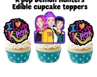 kpop demonenjagers-cupcaketoppers, K-pop demonenjagers eetbare cupcaketoppers