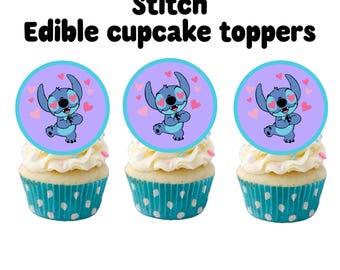 Adornos comestibles para cupcakes de Lilo y Stitch