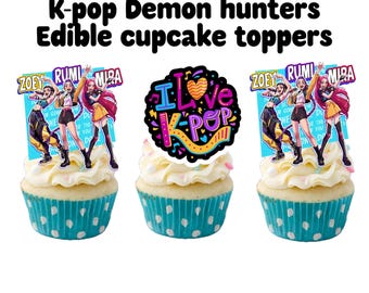 kpop demonenjagers-cupcaketoppers, K-pop demonenjagers eetbare cupcaketoppers