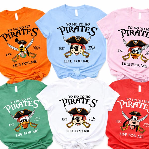 Disney Pirate Night Shirt 2026,Mickey and Friends Pirate Tee,Disney Cruise Family Tee,Yo Ho Yo Ho A Pirate's Life For Me,Pirate Group Shirts