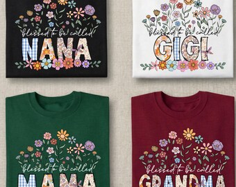 Mother's Day Wildflower Shirt,Blessed to be Called Mama Grandma Tee,Floral Mother's Day Gift,Matching Mama and Grandma Tees,Boho Flower Mama