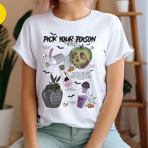 Halloween Poison Apple tee,Pick Your Poison Tee,Spooky Potion tee,Halloween Costume Top,Witchy Halloween Gift,Pick Your Poison tee,Scary tee