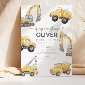 Editable Construction Invitation Construction Boy Birthday Invitations Dump Truck Party Invite Printable Template Digital Instant Download
