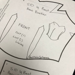 SID/62cm basic bustier EASY paper PATTERN for bid Dollfie