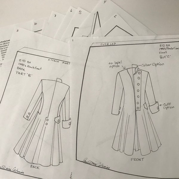 EID 1790's Frock Coat MASTERS level paper PATTERN for bjd Dollfie male