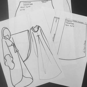 1:6/12&quot; Dragon Robe INTERMEDIATE paper PATTERN for action figures and barbie