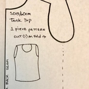 SD13/60cm Basic Tank shirt EASY paper PATTERN for BJD Dollfie boys