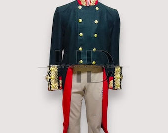 ファンタジー将軍コスチューム、ダークグリーンのミリタリーケープ