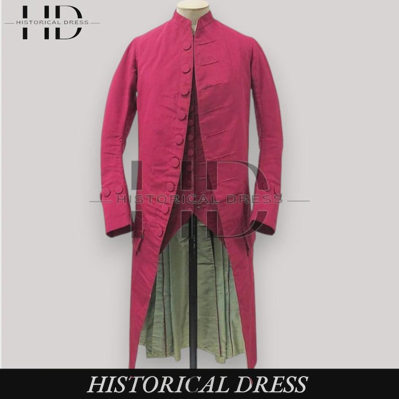 Colonial Military Frock Coat: Pink Cotton 18th Century Style Coat and ...