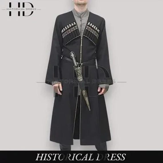 名作ESSAY エッセイGURKHA COAT グルカ コート 黒M Black Georgian Chokha Coat for Men | Traditional Wool Ethnic