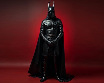 Genuine Leather Hooded Cloak: Medieval LARP Gothic Costume