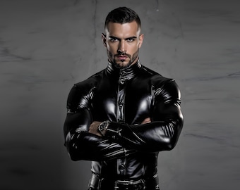 Lambskin Men's Leather Shirt - Lederhemd Leder Schwarz Shirt - Made to Order