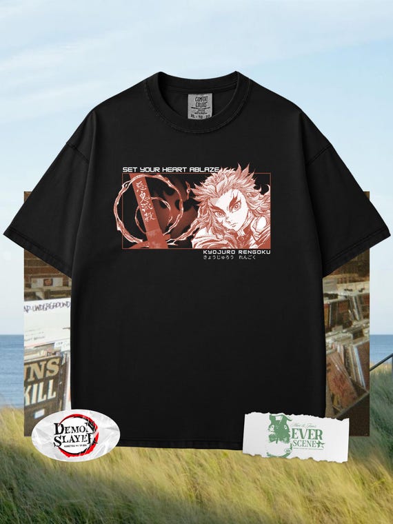 Kyojuro Rengoku Retro Anime Shirt Comfort Colors, Flame Hashira, Demon Slayer Character T-Shirt, Set Your Heart Ablaze, Gift for Anime Lover