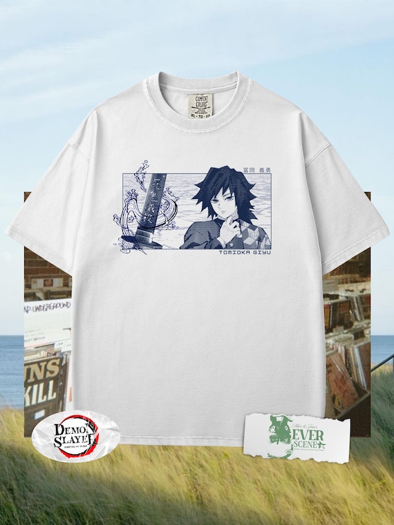 Giyu Tomioka Demon Slayer Shirt Comfort Colors, Retro Anime Character T-Shirt, Kimetsu No Yaiba Unisex Tee, Gift for Anime Lovers, Hashira