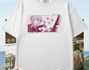 T-shirt Tengen Uzui Demon Slayer, couleurs confortables, T-shirt personnage d'anime rétro, T-shirt unisexe Kimetsu No Yaiba, Cadeau pour les amateurs d'anime, Hashira