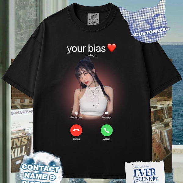 Maglietta con nome personalizzato KPop, colori comfort, Bias Calling, I Love My Girlfriend, merchandising estetico, maglietta grafica del tour mondiale, regalo per fan