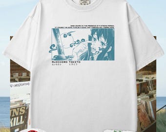 Chemise anime rétro Tokito Muichiro couleurs confort, T-shirt personnage anime tueur de démons, T-shirt Kimetsu No Yaiba, cadeau pour les amateurs de dessins animés, Hashira