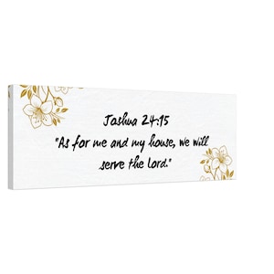House Blessing Bible Verse Wall Art | Joshua 24:15 Scripture Sign | Christian Home Decor 12x36″