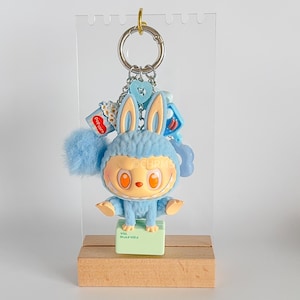 Labubu Lazy Yoga Keychain (Blue, Show Off Labubu) - Popmart Keychain, Authentic, Cute, Limited, Customized Bag Charm