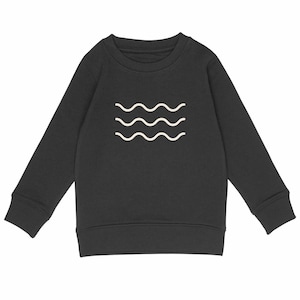 Waves Kids Lightweight Sweatshirt – Organic & Recycled Fabric | Eco Surf Pullover (4–14 yrs) | Ocean Charity