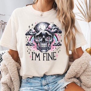 Comfort Colors I&#39;m Fine Shirt, I am Fine Skeleton, Funny Skeleton Shirt, Sarcastic Humor Shirt, Motivational Shirt, Gift for Her, Positivity