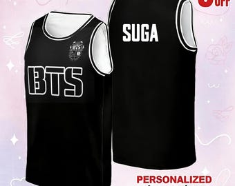 Camiseta personalizada, camiseta de basquete dos membros do BTS, produtos oficiais do BTS, presente unissex para fãs, roupa para shows