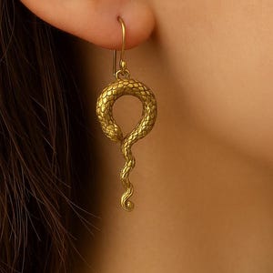 Snake Hoop Earrings Gold Silver, Gothic Serpent Jewelry for Women, Unique Reptile Boho Earrings, Statement Festival Dangle Gift for Her