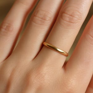Gold Plain Band Ring, Minimalist 14K Gold Wedding Ring, Thin Gold Ring, Simple Gold Band, Stacking Ring, Thin Gold Wedding Band