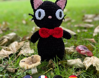 Padrão de crochê do Sr. Gato Preto em PDF, tutorial de brinquedo amigurumi para gatos, pelúcia fofa kawaii, padrão de bichinho de pelúcia de crochê faça você mesmo, PDF para iniciantes